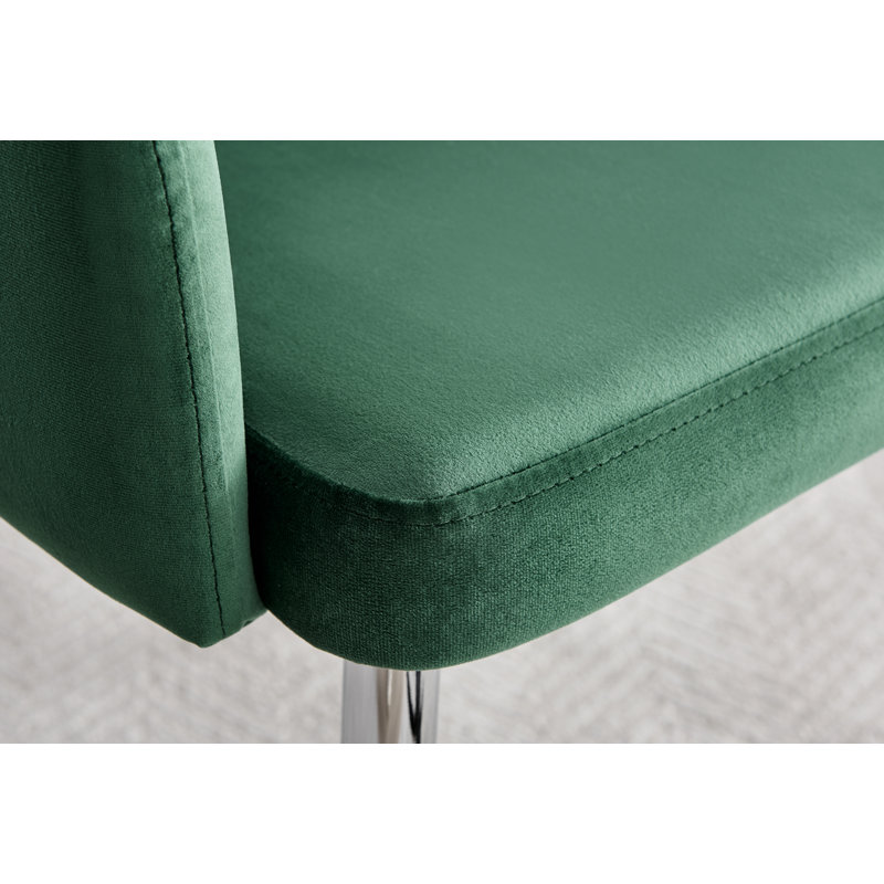 Ellis White Marble Effect Melamine Round Dining Table Set with 2 Luxury Modern Velvet Dining Chairs, Green/Silver