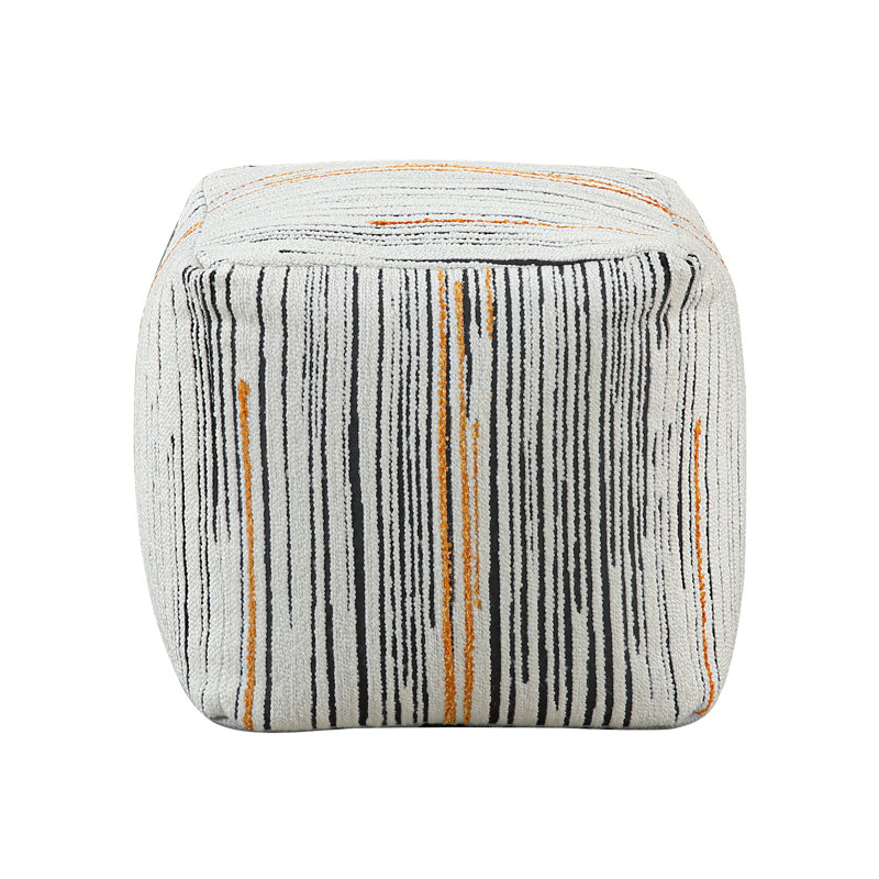 Modern Square Pouf Jacquard Fabric Upholstery Ottoman