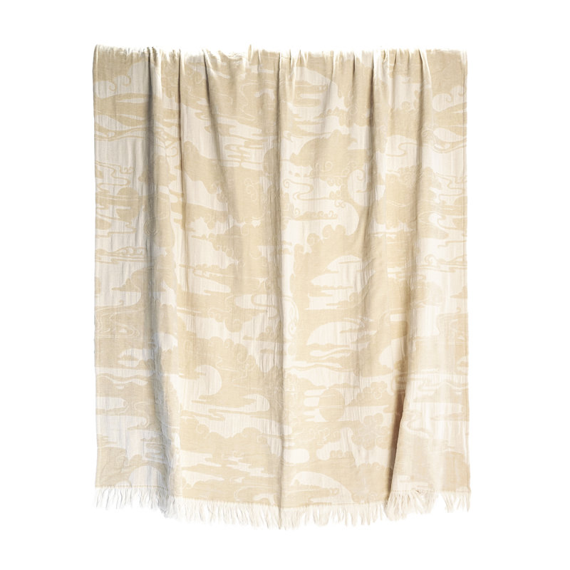 Clouds Hand Woven Throw Blanket, Cream