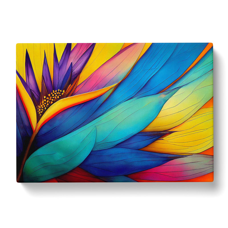 Striking Bird Of Paradise Flower Abstract - Wrapped Canvas