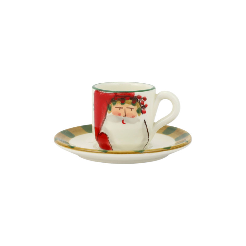 Tasse à espresso et soucoupe Old St. Nick - chapeau rayé