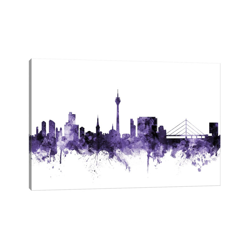 DÃ¼sseldorf, Germany Skyline by Michael Tompsett - Wrapped Canvas Gallery-Wrapped Canvas Giclée, 20.32 cm H x 30.48 cm W
