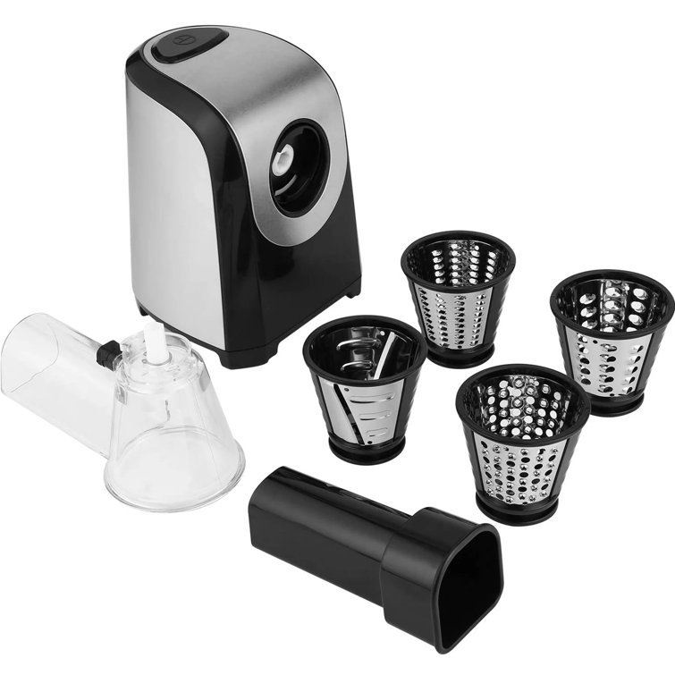 Homdox 5-In-1 Electric Stainless Steel Grater Slicer With 5  Attachments,150W