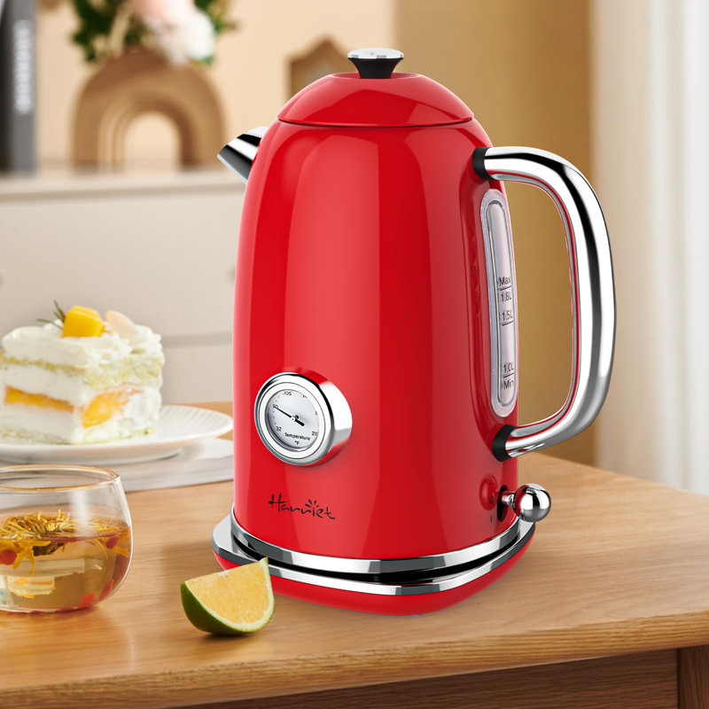 Chauffe-eau électrique 1,8 L avec thermomètre, Rouge