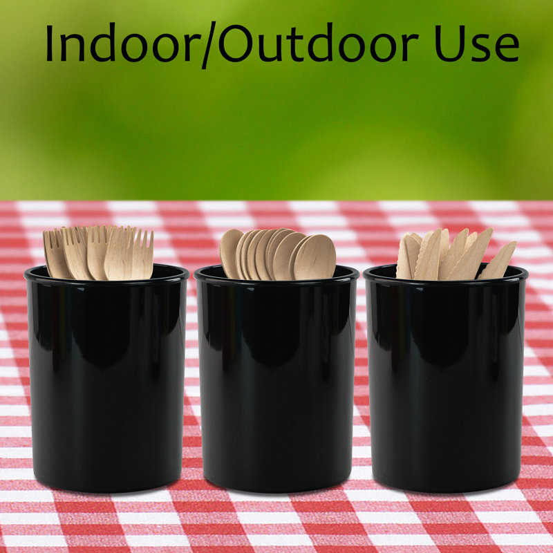 Plastic Round Utensil Storage Set, Black