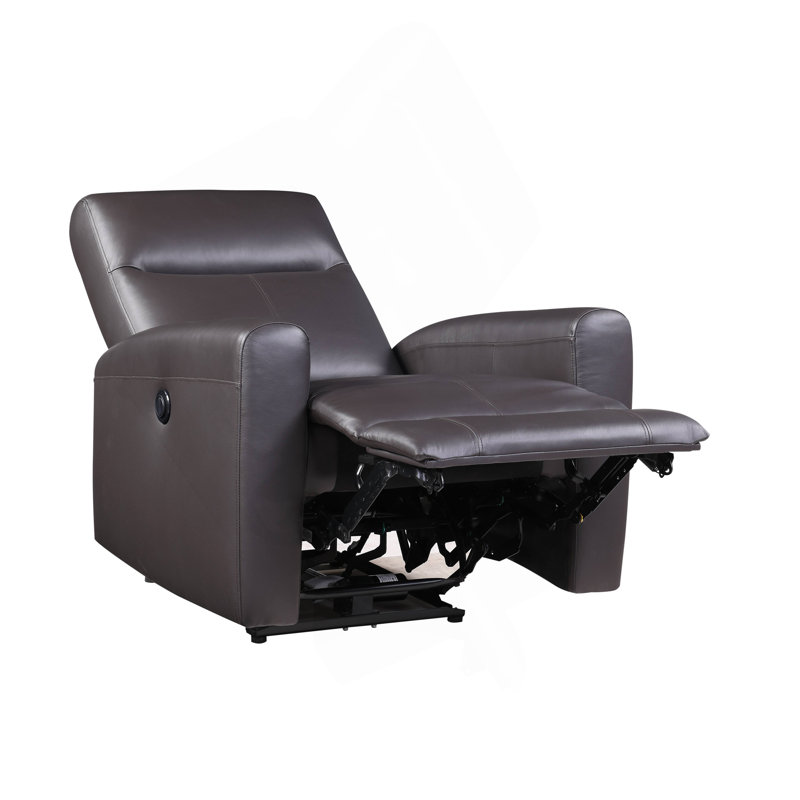 Fauteuil inclinable électrique brun en cuir fleur