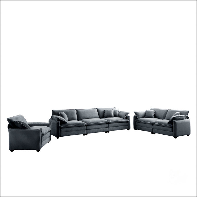 Canapé modulaire surdimensionné 3 pièces confortable, Gris
