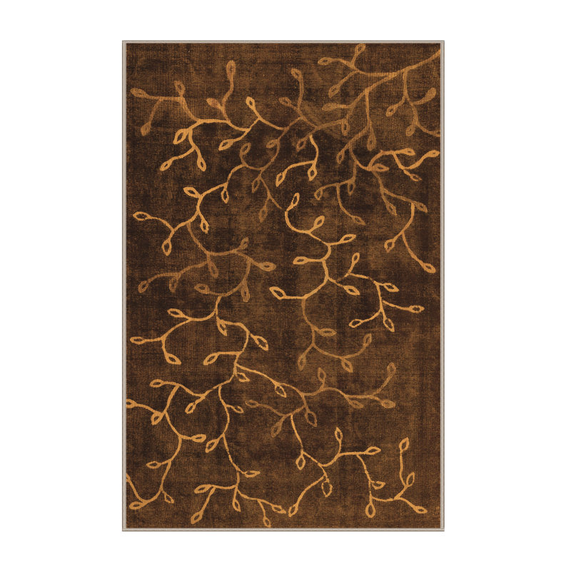 Tapis floral brun tissé à la machine Hutchings, Rectangle 4 pi x 6 pi