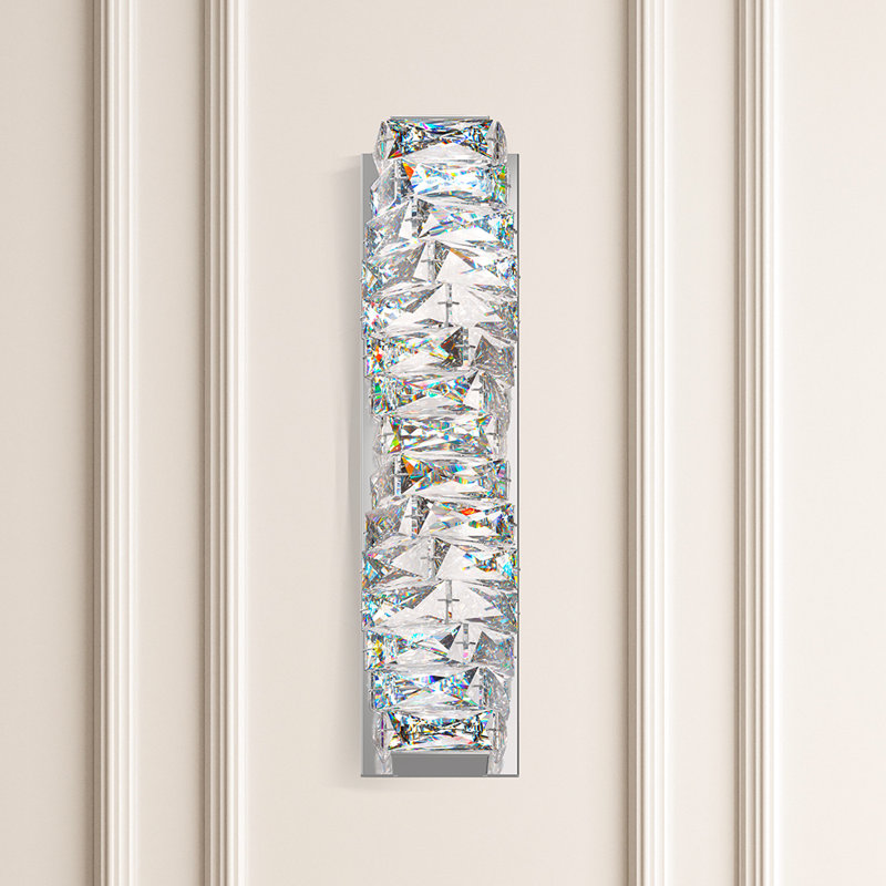 Stainless Steel LED Sconce with Clear Swarovski Crystals