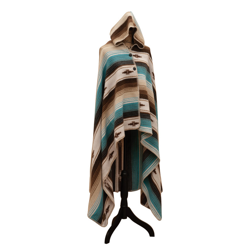 Wooded River Zarape - jeté à capuchon - 72 x 48, couverture à capuche en laine Serape pour plus de confort
