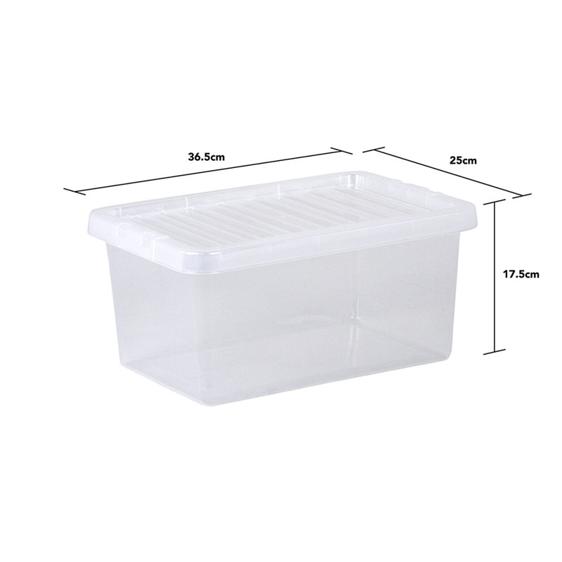Wham Crystal 11L Plastic Storage Box Pack of 5 Clear