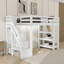 Lit mezzanine avec tablettes multifonctionnelles, escalier de rangement et lumière DEL-39108711