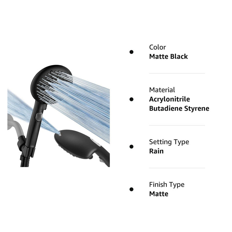 Matte Black 9-Spray Handheld Wall Mounted Shower Head