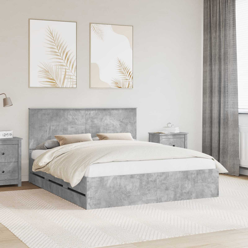 Bed, European Kingsize (160 x 200 cm), Concrete Grey