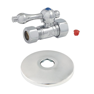 Kingston Brass 5/8-Inch OD Comp x 1/2-Inch OD Comp Quarter-Turn Straight Stop Valve with Flange