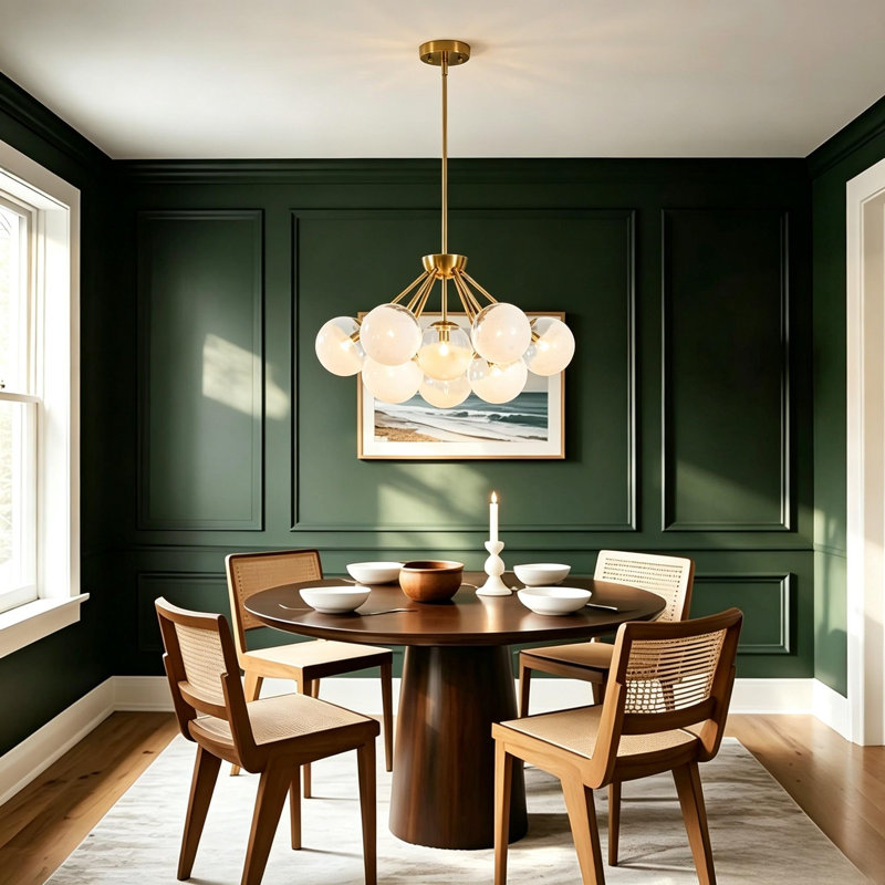 AstralGlow 10 - Light Dimmable Bubble Chandelier, Polised Brass