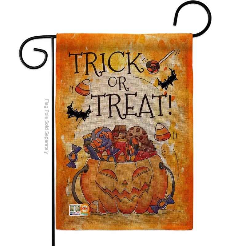 Drapeau de jardin à double face "breeze décoration g162078-db breeze" ou treats de bonbon en toile jute à l’automne vertical 13" x 18,5"