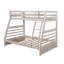 Lit simple superposé au dessus d'un lit double transitionnel avec tiroirs de rangement et placage de bois massif attaché, finition blanchie, rails de sécurité pour les deux derniers