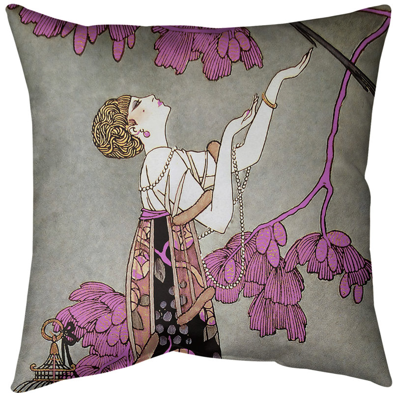Housse de coussin femme, 16 po x 1 po, Rose / Gris, Sergé de coton