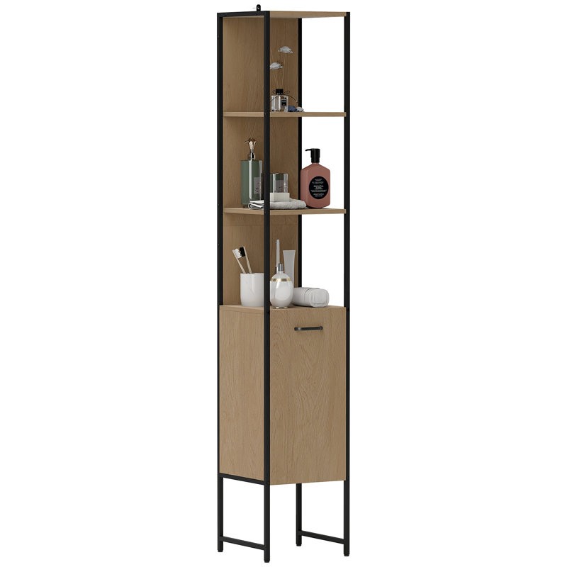 Freestanding Bathroom Cabinet, Black/Natural