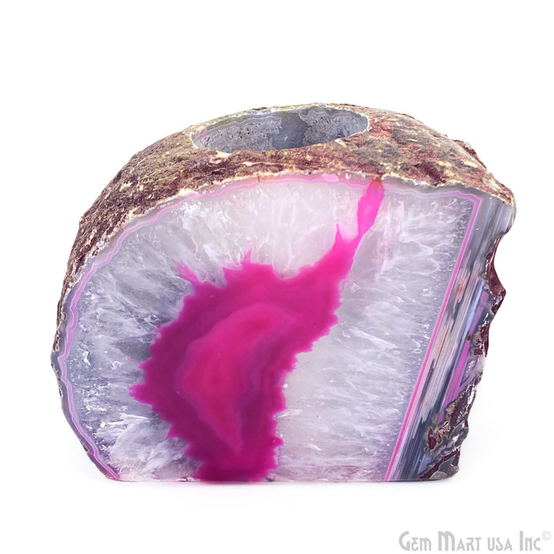 Rough Agate Candle Holder, Purple Crystal Home Décor, Natural Agate Home Accent