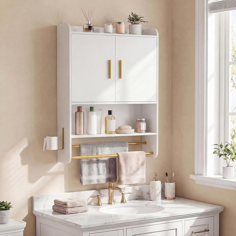 Particle Board / Chipboard Wall Mounted Required Bathroom Cabinet, White