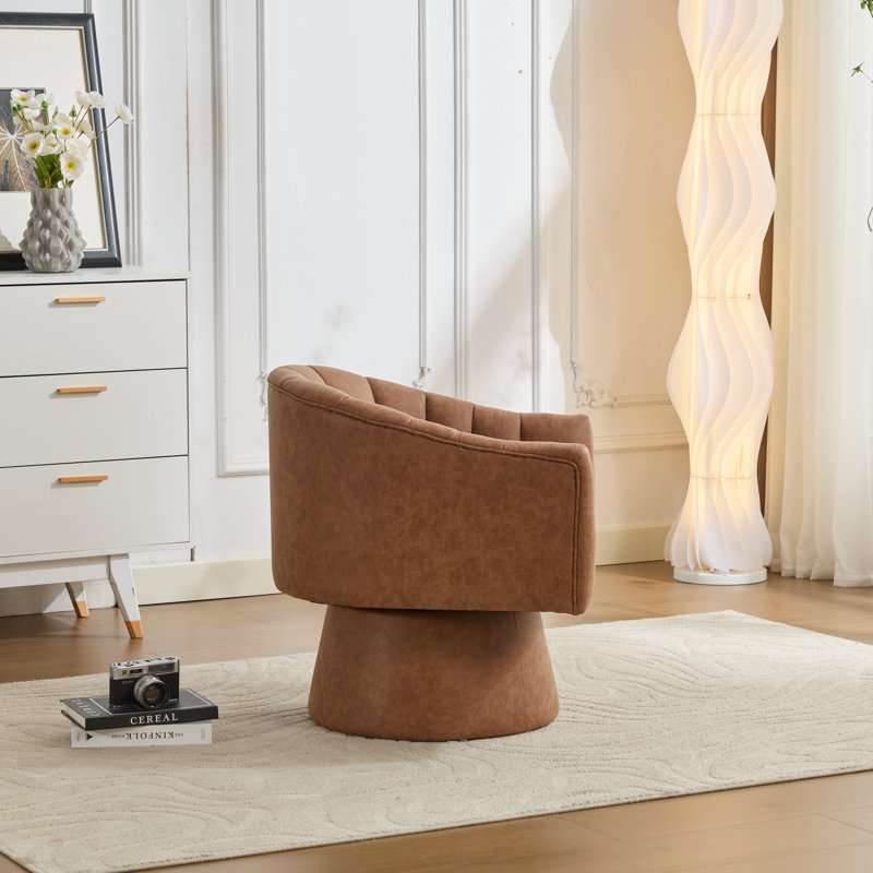 Fauteuil demi-tonneau pivotant en similicuir, Brun