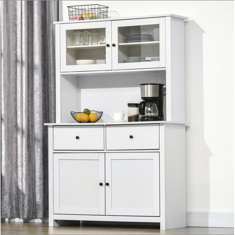 Kitchen Buffet with Hutch, Pantry Storage Cabinet, Open Microwave Countertop