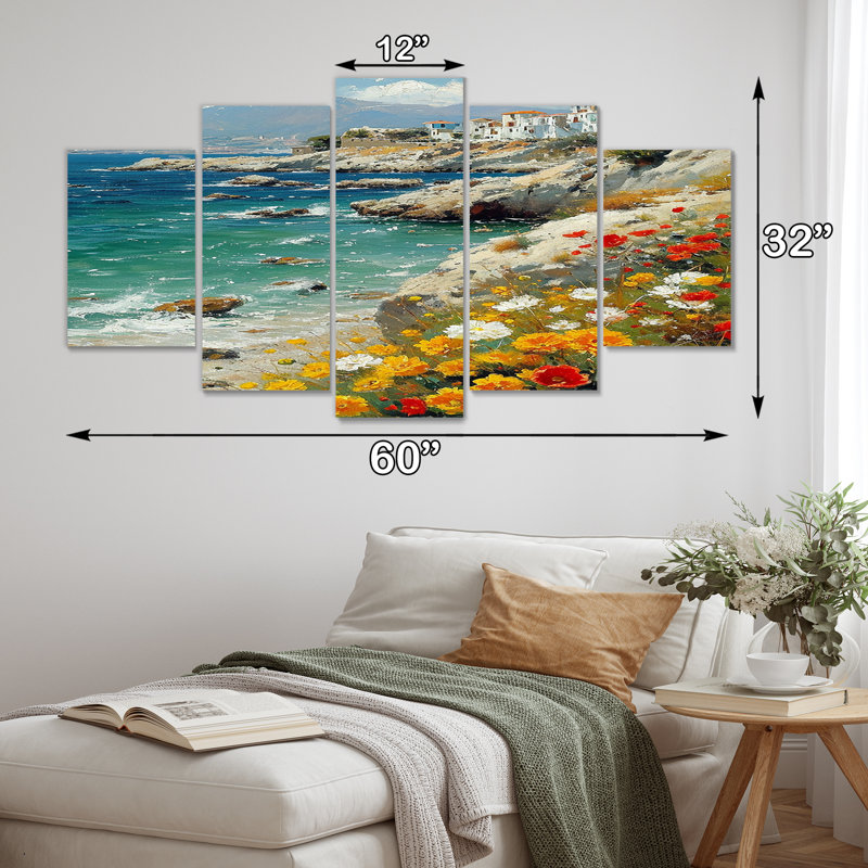Ruvalcaba - Ensemble de 5 décorations murales sable de plage, H 32 po x l 60 po