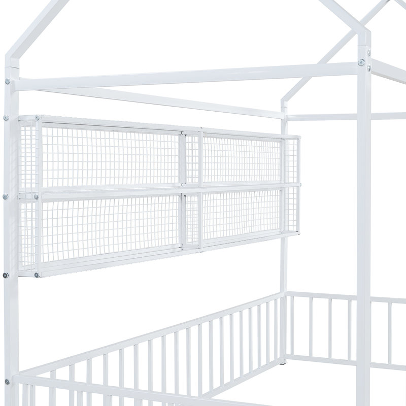 Lit en métal blanc avec lit escamotable blanc et système de clôture - Élevez le décor de votre chambre à coucher, Lit simple