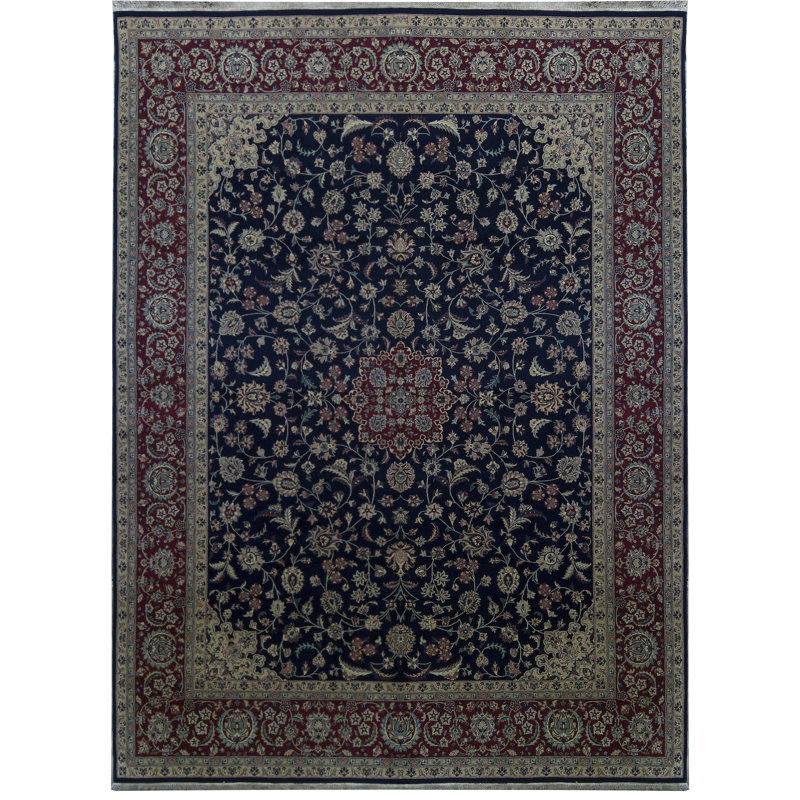 Tapis noir de haute qualité noué à la main