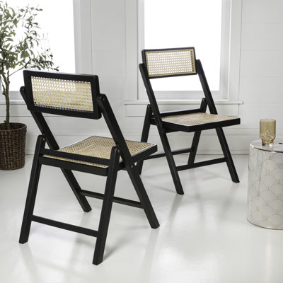 Sièges de canne Theo Mid-Century en teck et rotin sans accoudoirs tissés pour la salle à manger et le salon