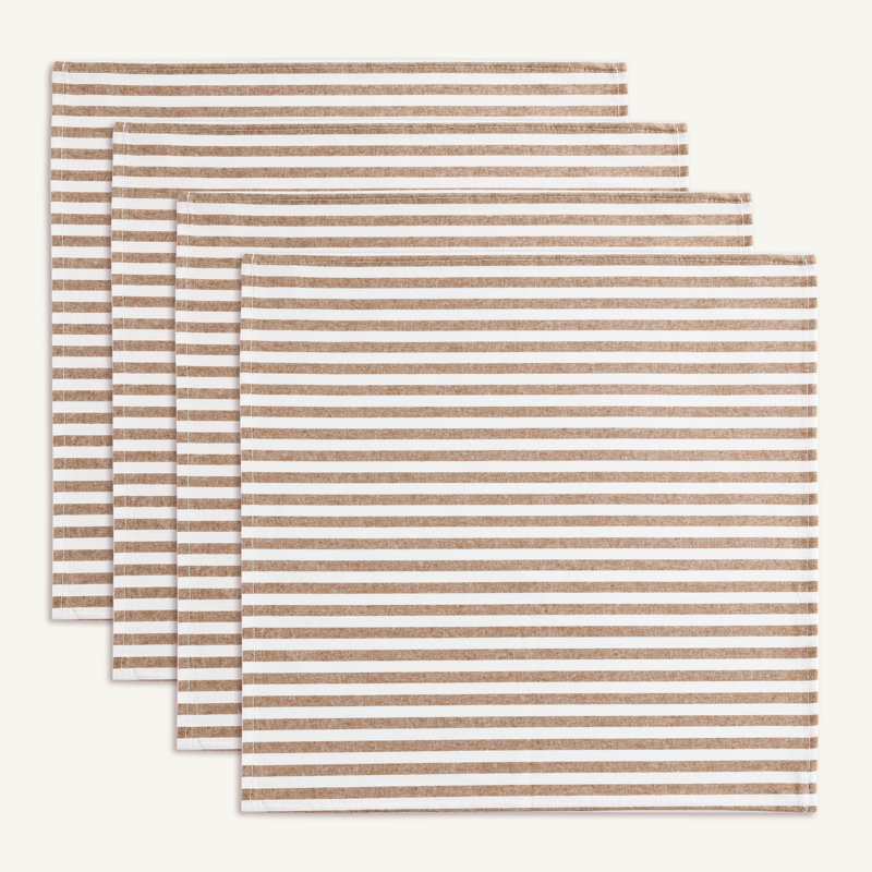 Serviette de table 100 % coton teint en fil, à rayures, 45,7 cm x 45,7 cm, Natural