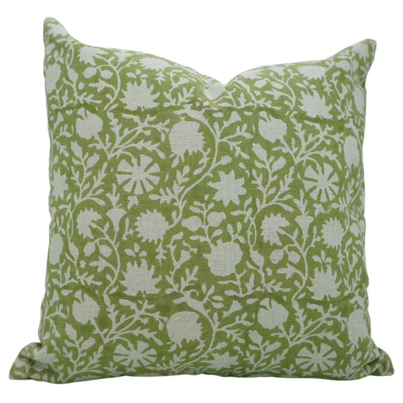 Housse de coussin Fabcline, H 20 po x l 12 po, Motif floral vert, Forme rectangulaire