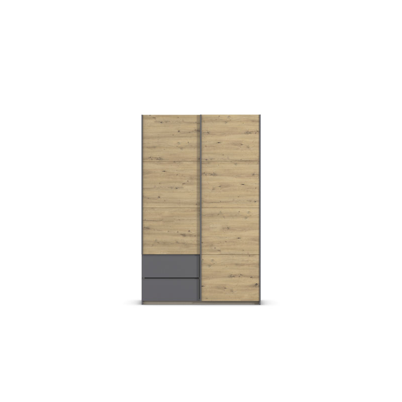 Sevilla sliding door wardrobe, Gray Metallic/Oak Artisan/Gray Metallic, 210cm H x 131cm W x 59cm D