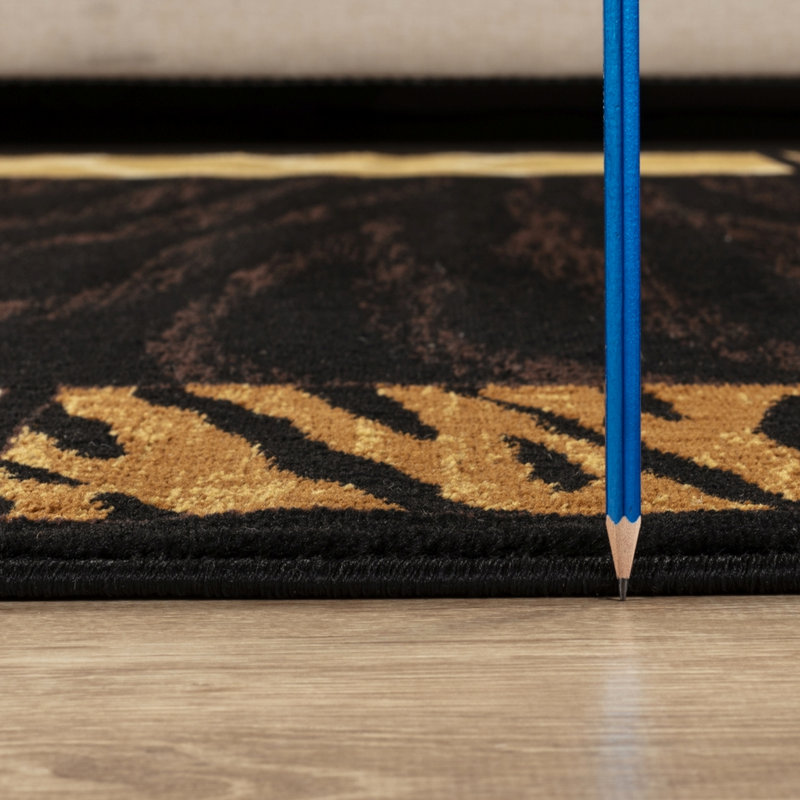Black Multi Color Animal Print Rug 31 In. Wide Ideal For Wine Cellars Machine-made Polypropylene With 0.39” Pile Height Laundries