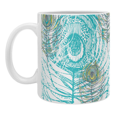 Grande tasse à café peacock plumes