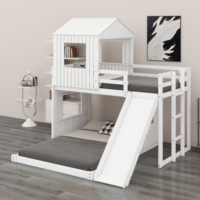Lit superposé en bois, Blanc