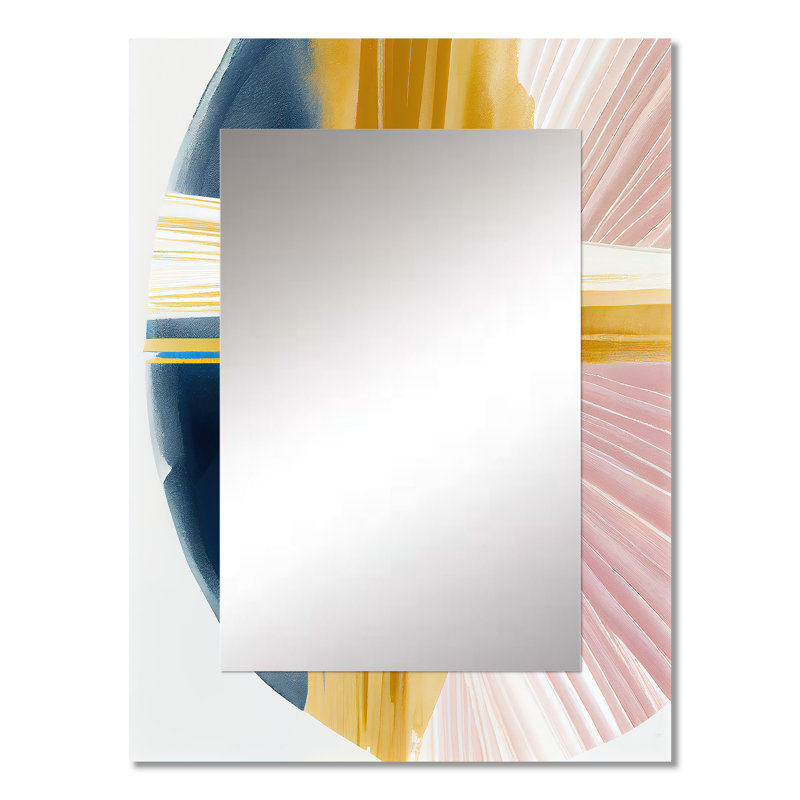 Large miroir doré brossé II - abstrait, spirales abstraites, 32 po x 24 po