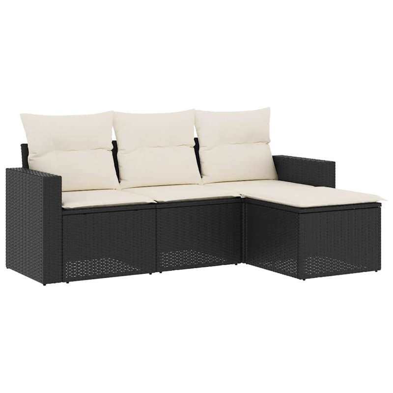 Ensemble de canapé de jardin Vidaxl noir, blanc crème