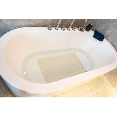 Tapis de bain haut de gamme pour le confort et la sécurité: plus de 800 cellules remplies d'air pour un confort moelleux et un soutien coussiné | Conception antidérapante pour les pieds sensibles, réduit la fatigue, caoutchouc naturel (crème