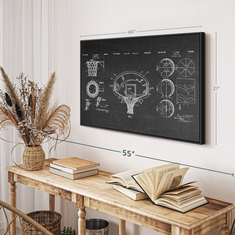 Basketball Patents, reproduction sur toile, H 27 po x l 40 po