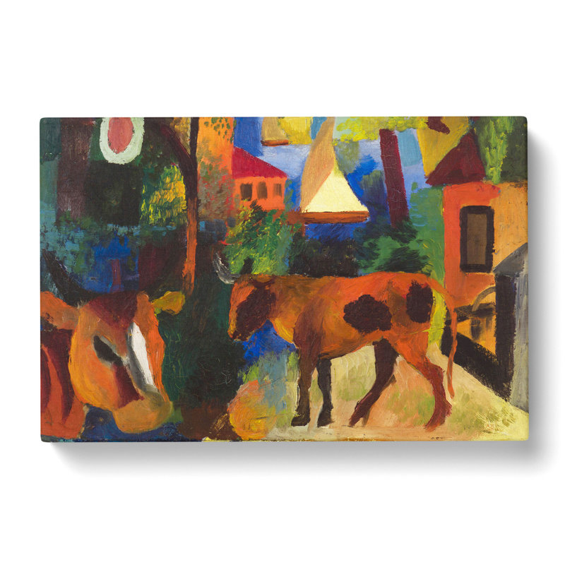 Landscape with Cows by August Macke - Wrapped Canvas Painting, 50cm H x 76cm W x 3cm D