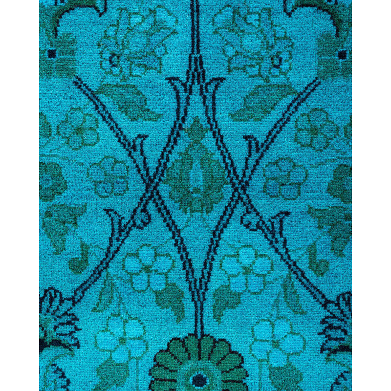 Tapis unique bleu / vert / prune de 6 pi 2 po x 9 pi 4 po Overyed