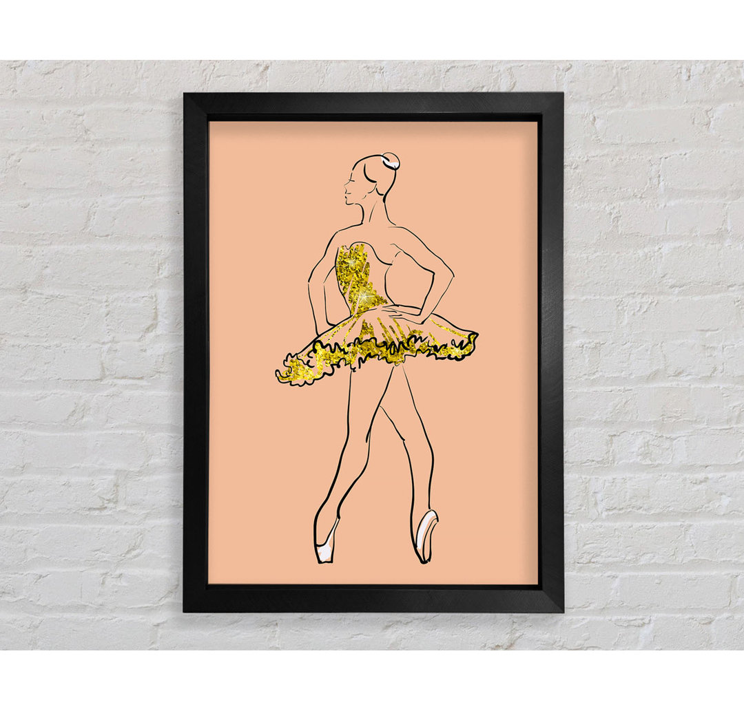 Goldene weiße Ballerina Gerahmter Druck Wandkunst