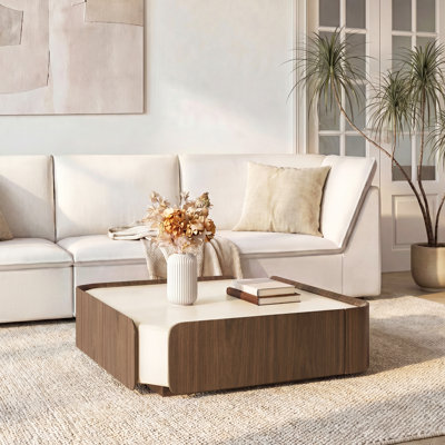 31.5'' Modern Solid Wood Fully Assembled Coffee Table With Drawers