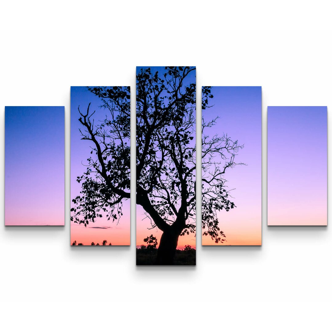 5-tlg. Leinwandbilder-Set Baum Silhouette