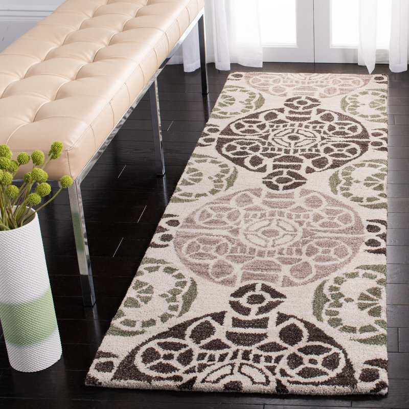 Tapis géométrique en laine / viscose touffeté à la main Eaton Wyndham, Tapis de couloir 2 pi 3 po x 9 pi