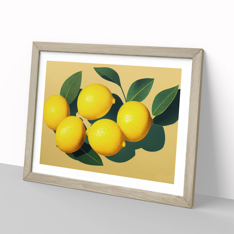 Citrus Fruit Lemons Vol.1 - Framed Print, 25cm H x 34cm W x 2cm D, Oak Framed