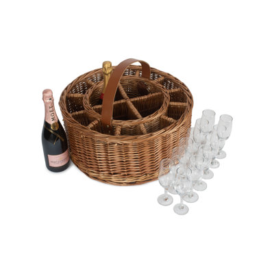 Wicker Garden Party Basket Drinks Carrier
